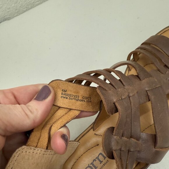 Born Harmel Brown Leather Gladiator Back Zip Open Toe Sandals Shoes Womens sz 6M - Picture 6 of 9